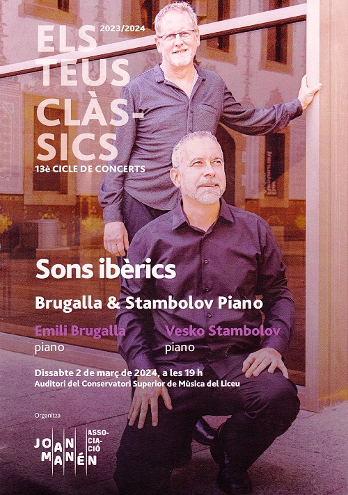 The piano-duo Brugalla-Stambolov performs Flamenco at the Conservatori Superior de Msica del Liceu in Barcelona.